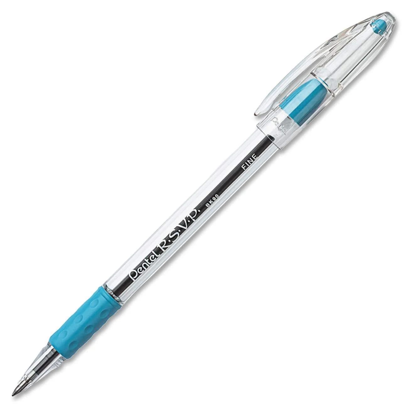 Pentel RSVP Ballpoint Pen, (0.7mm) Fine Line, Sky Blue Ink, Box of 12 | Durable, Well-Balanced, Long-Lasting - main product image