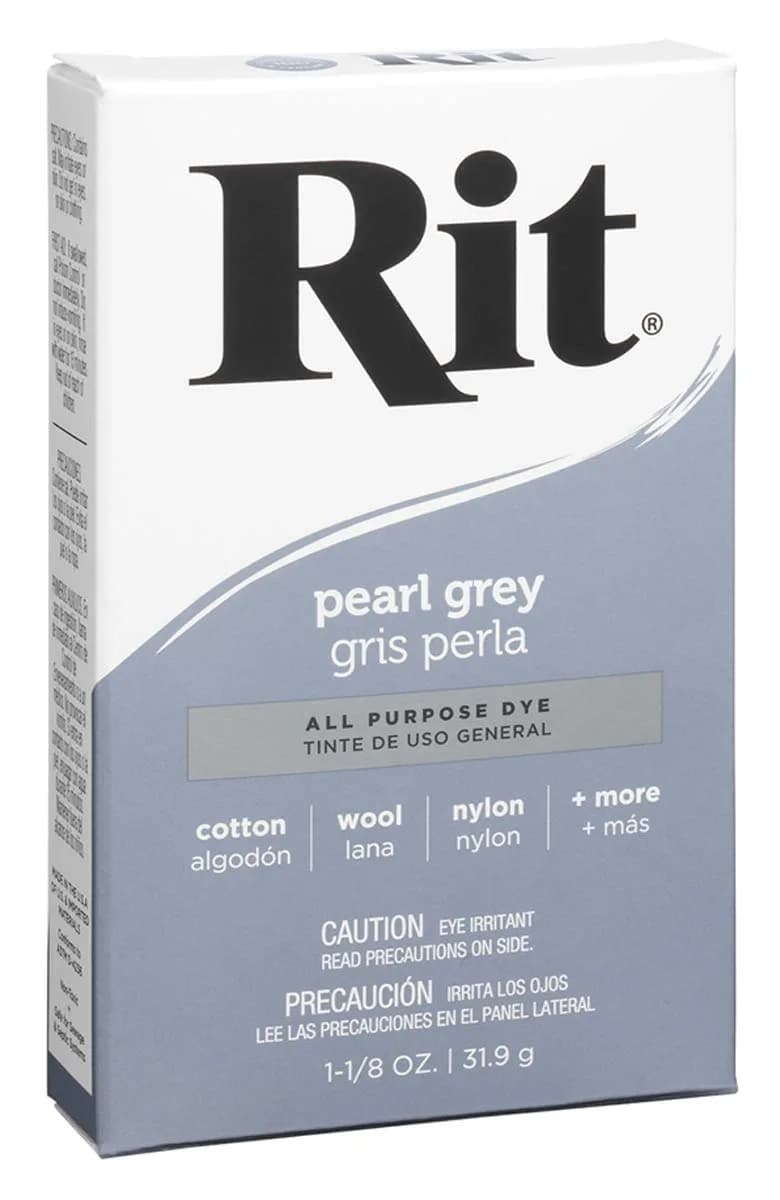 Rit All-Purpose Powder Dye Pearl Gray | Conforms to ASTM D4236, Works on Natural & Synthetic Fibers - main product image