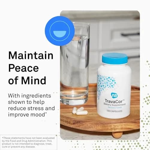 NeuroScience TravaCor Mood Support Supplement, 120 Capsules | Supports Calm & Stress Relief thumbnail 2