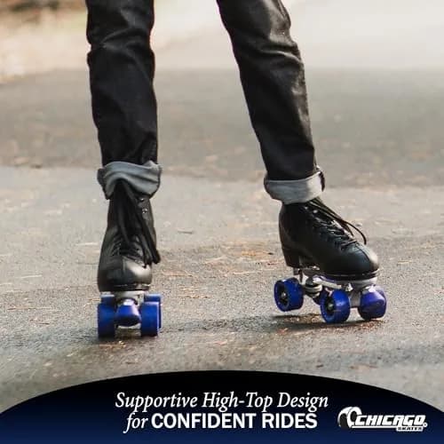 Chicago Skates Premium Black Quad Roller Skates for Beginners | Classic Adjustable High-Top Design for Indoor & Outdoor Use thumbnail 5