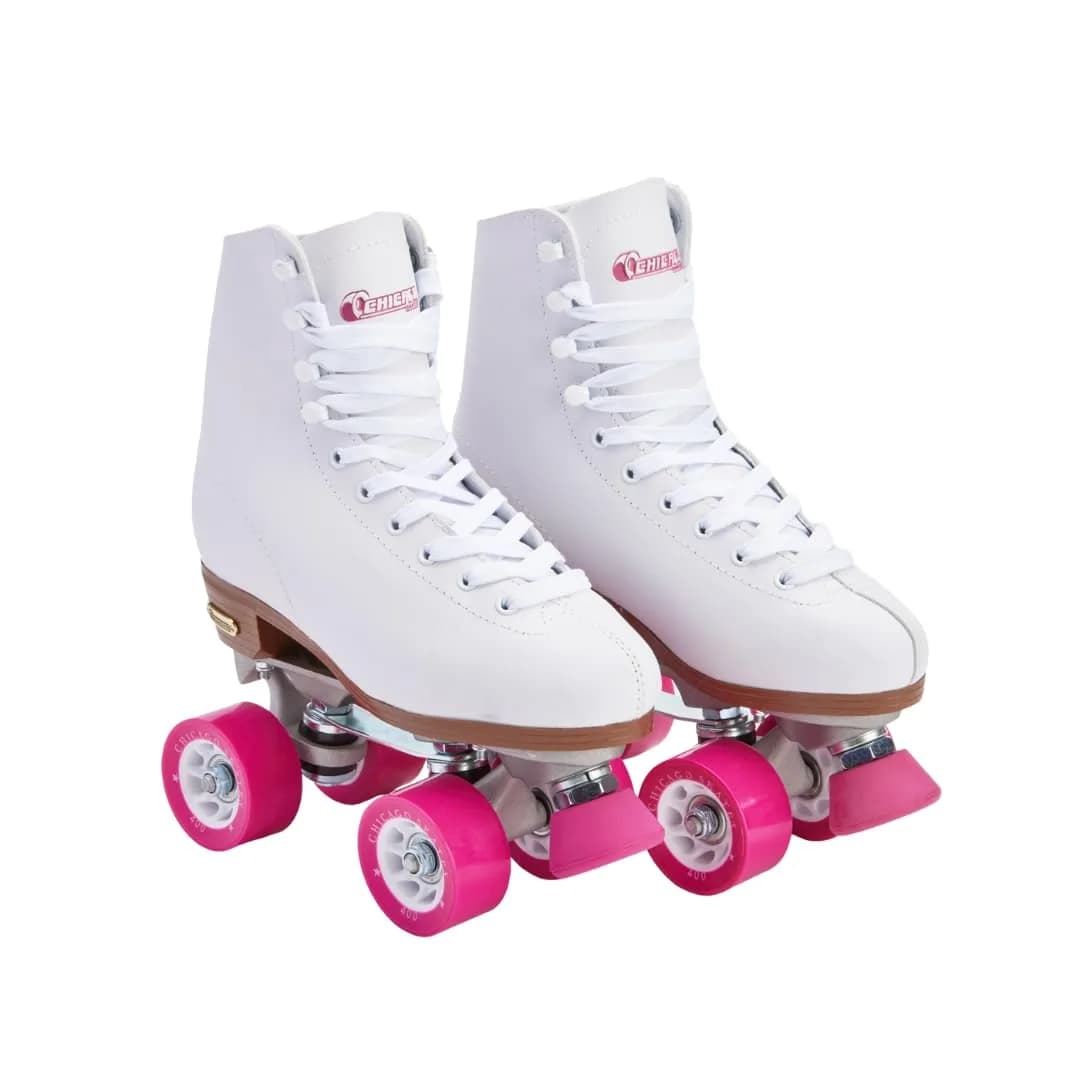 Chicago Skates Classic White Quad Roller Skates for Girls & Women | Adjustable High-Top Design for Indoor & Outdoor Use — White
