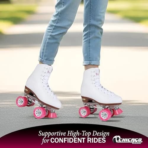 Chicago Skates Classic White Quad Roller Skates for Girls & Women | Adjustable High-Top Design for Indoor & Outdoor Use thumbnail 5