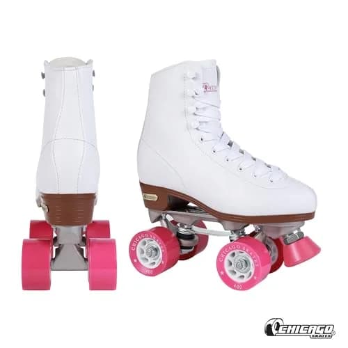 Chicago Skates Classic White Quad Roller Skates for Girls & Women | Adjustable High-Top Design for Indoor & Outdoor Use thumbnail 2