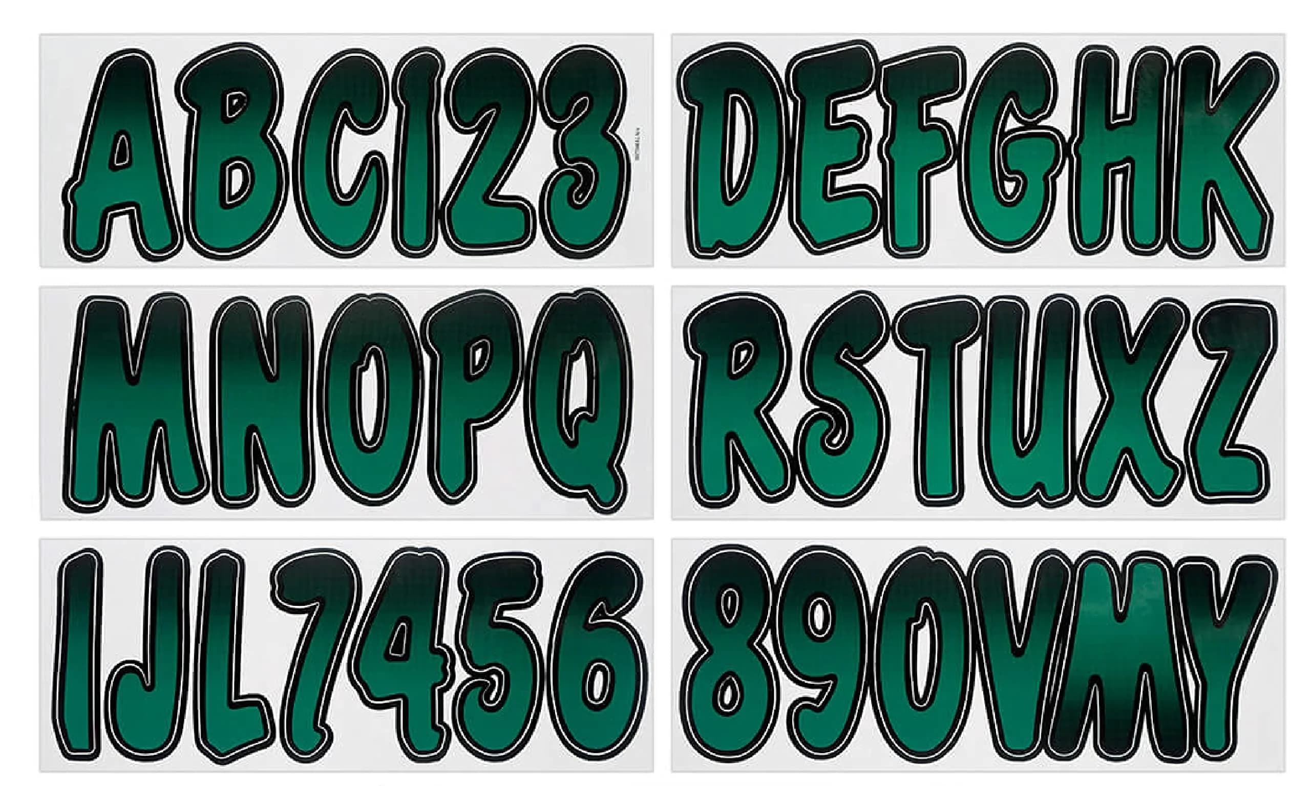 Hardline Products Series 200 Boat Registration Numbers Kit 3 Inch Solid White Marine Vinyl Lettering & Decals | UV & Fuel Resistant — Forest Green - Black