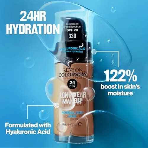 Revlon ColorStay Liquid Foundation for Normal/Dry Skin SPF 20, 1 fl oz (29.57 ml) | Longwear Medium-Full Coverage thumbnail 4