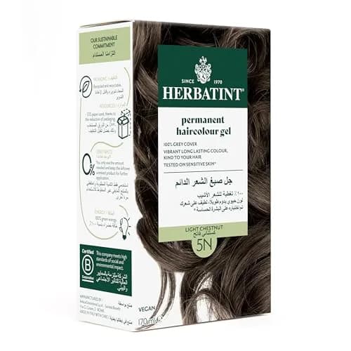 Herbatint Permanent Herbal Haircolour Gel 5N Light Chestnut 135 mL | Ammonia-Free Organic Herbal Formula thumbnail 1