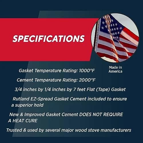 Rutland 95W-6 Grapho-Glas Flat Gasket Replacement Kit, 7' x 3/4" x 1/4" | Durable stove gasket thumbnail 4