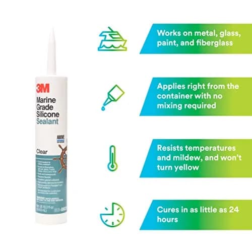 3M Marine Grade Silicone Sealant Clear 304 mL (10.3 fl oz) | Above Waterline Interior/Exterior Sealing thumbnail 3