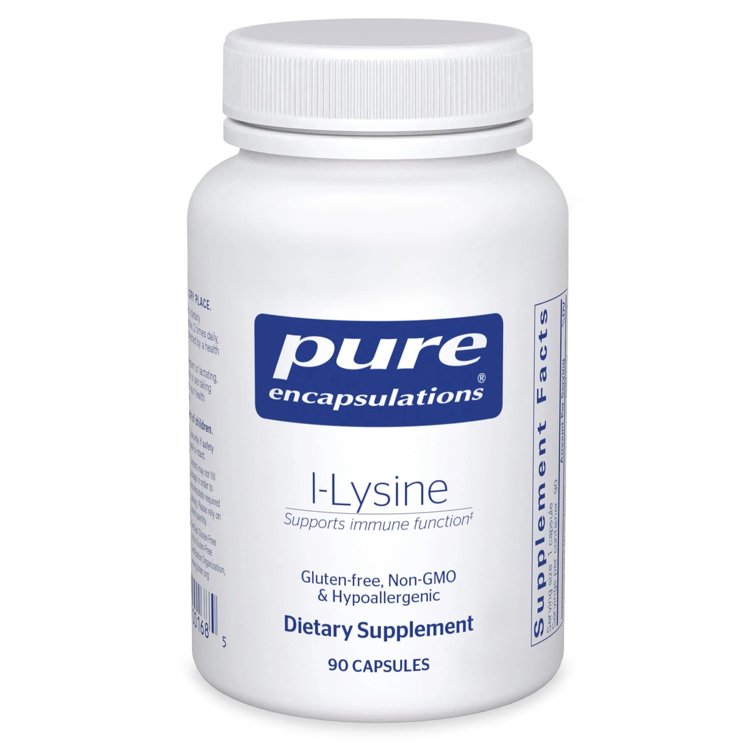 Pure Encapsulations L-Lysine 90 Capsules | Supports Immune & Gum Health - main product image