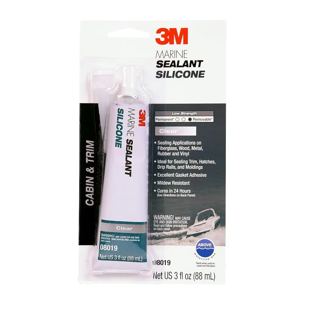 3M Marine Grade Silicone Sealant, Clear, 3 fl oz | Durable Marine-Grade Sealant for Watercraft