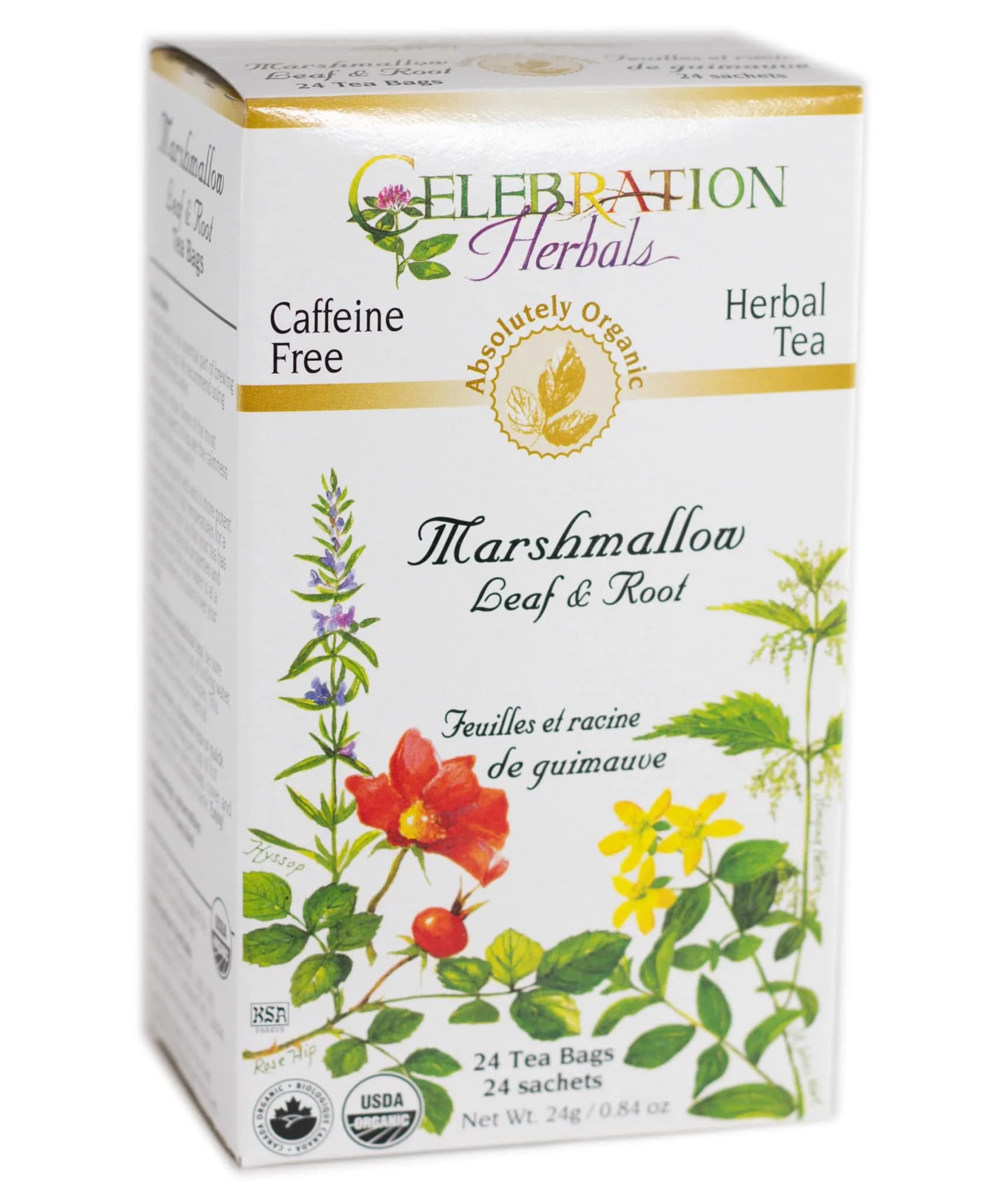 Celebration Herbals Marshmallow Root Tea 24 Bags | Caffeine-Free Organic Herbal Tea with Mellow Taste - main product image