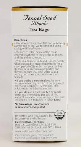 Celebration Herbals Fennel Seed Blonde Tea Organic 24 Bag | Aromatic Licorice Flavor thumbnail 4