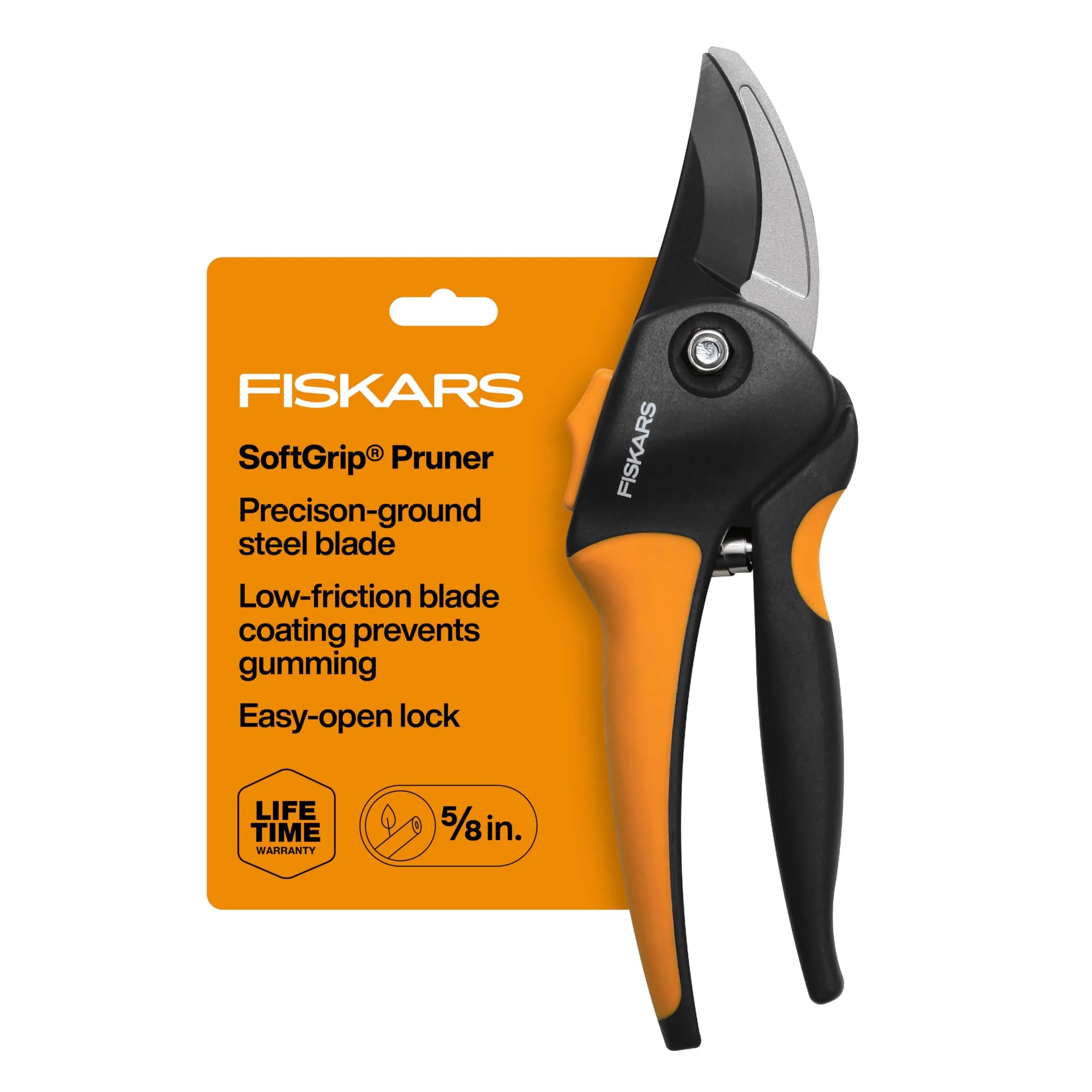 Fiskars Pro Bypass Pruning Shears 1" Cut Capacity | PowerArc Steel Blades for Easier Cuts — SoftGrip Bypass