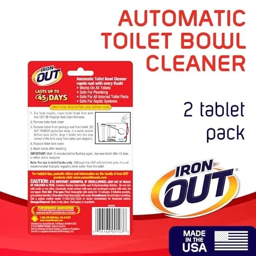 Iron OUT Rust Stain Remover Automatic Toilet Bowl Cleaner Tablets 2 Count | Prevents Rust & Hard Water Stains for 45 Days thumbnail 2
