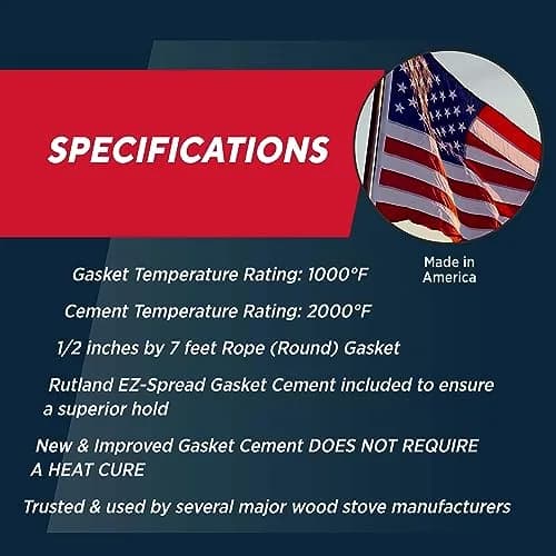 Rutland 96N-6 Grapho-Glas Rope Gasket Replacement Kit, 1/2-Inch by 7-Feet | Long-lasting stove gasket thumbnail 4