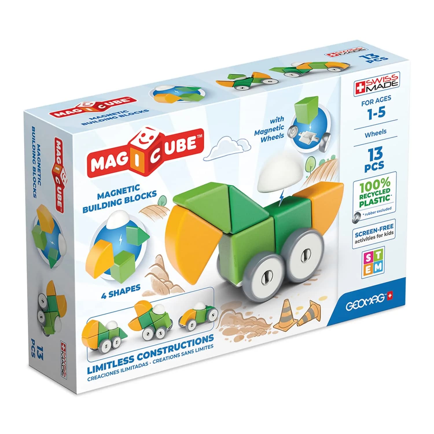 Geomag Magicube Magnetic Blocks for Toddlers 13 pcs | Swiss STEM Building Toy for Ages 1–5 - main product image