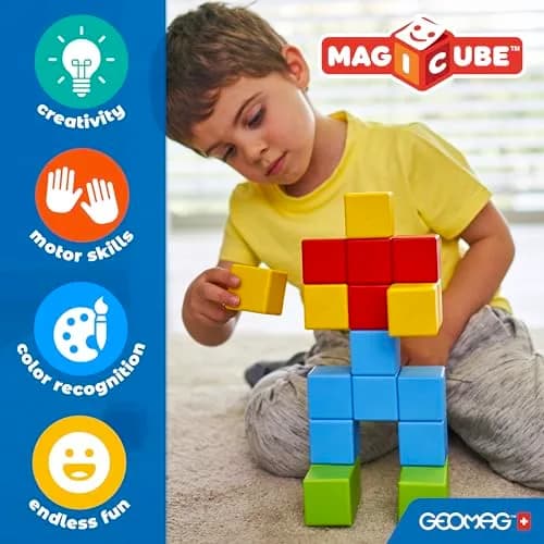 Geomag Magicube Magnetic Blocks for Toddlers 13 pcs | Swiss STEM Building Toy for Ages 1–5 thumbnail 3