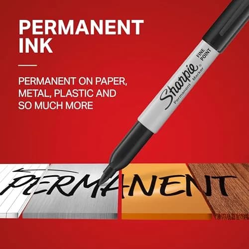 Sharpie Permanent Markers, Fine Tip, Black, 5 Count (23.65ml) | Fade & Water Resistant Ink thumbnail 3
