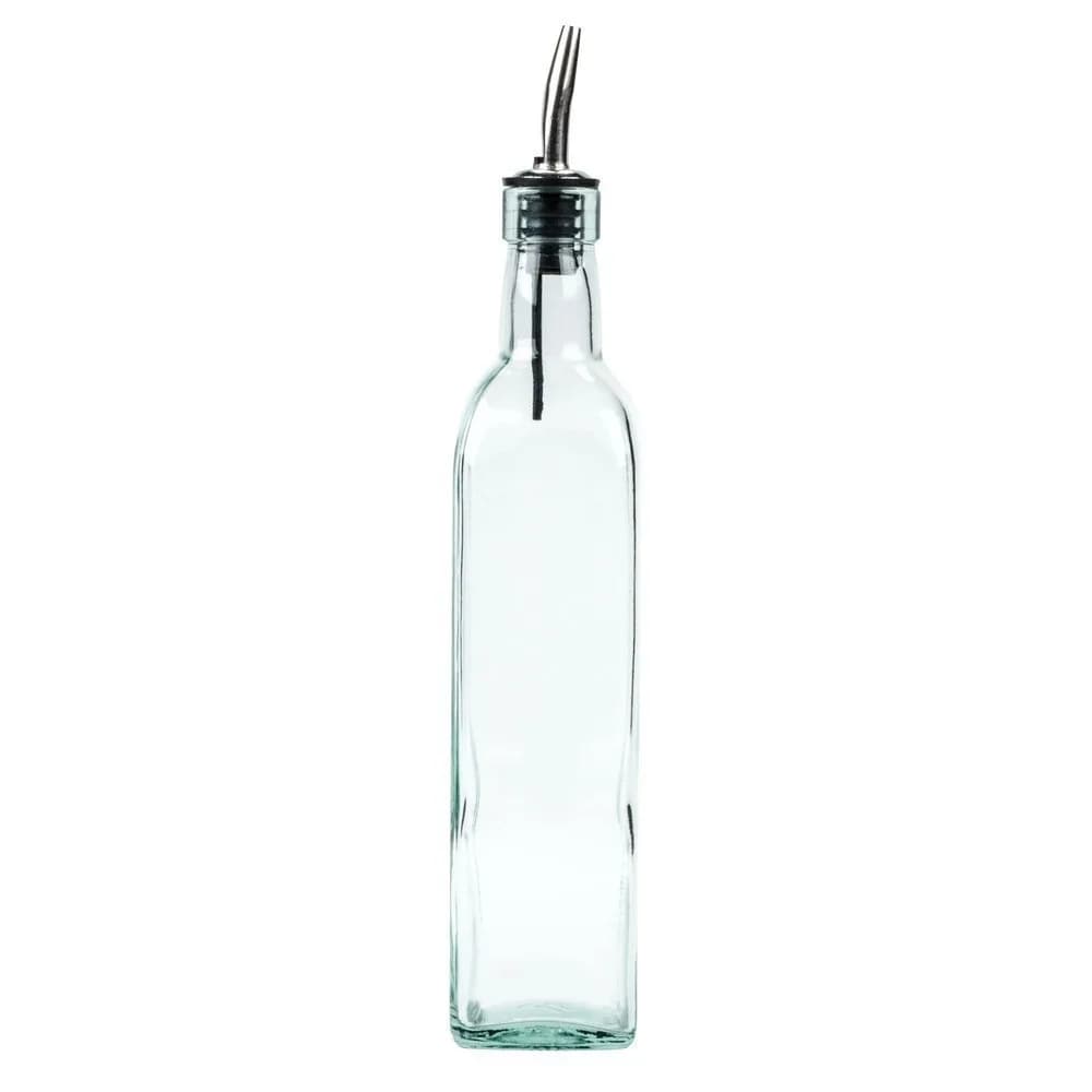 Tablecraft Glass Oil & Vinegar Cruet 8.5oz | Green Tint, Stainless Spout, Italy - main product image