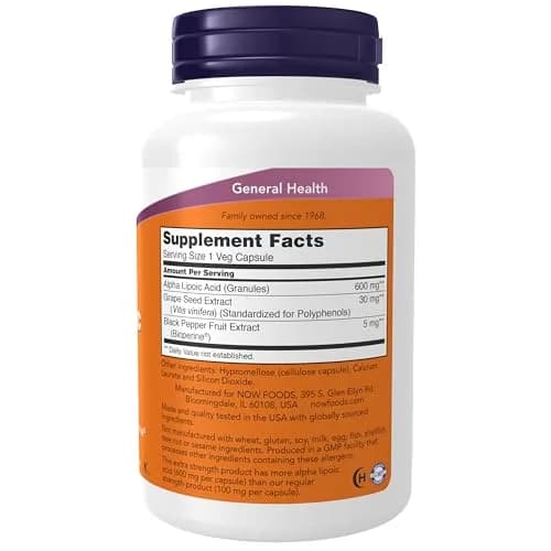 NOW Supplements Alpha Lipoic Acid 600 mg thumbnail 2
