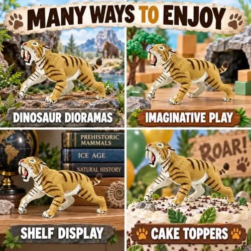 Safari Ltd. Smilodon Figurine - 4" Sabre-Toothed Tiger Educational Toy for Kids 3+ | Realistic Dinosaur Model thumbnail 7