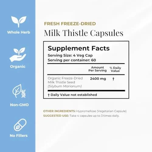 Eclectic Organic Milk Thistle Capsules 240 CT | Liver Support & Detox with Organic Ingredients thumbnail 7