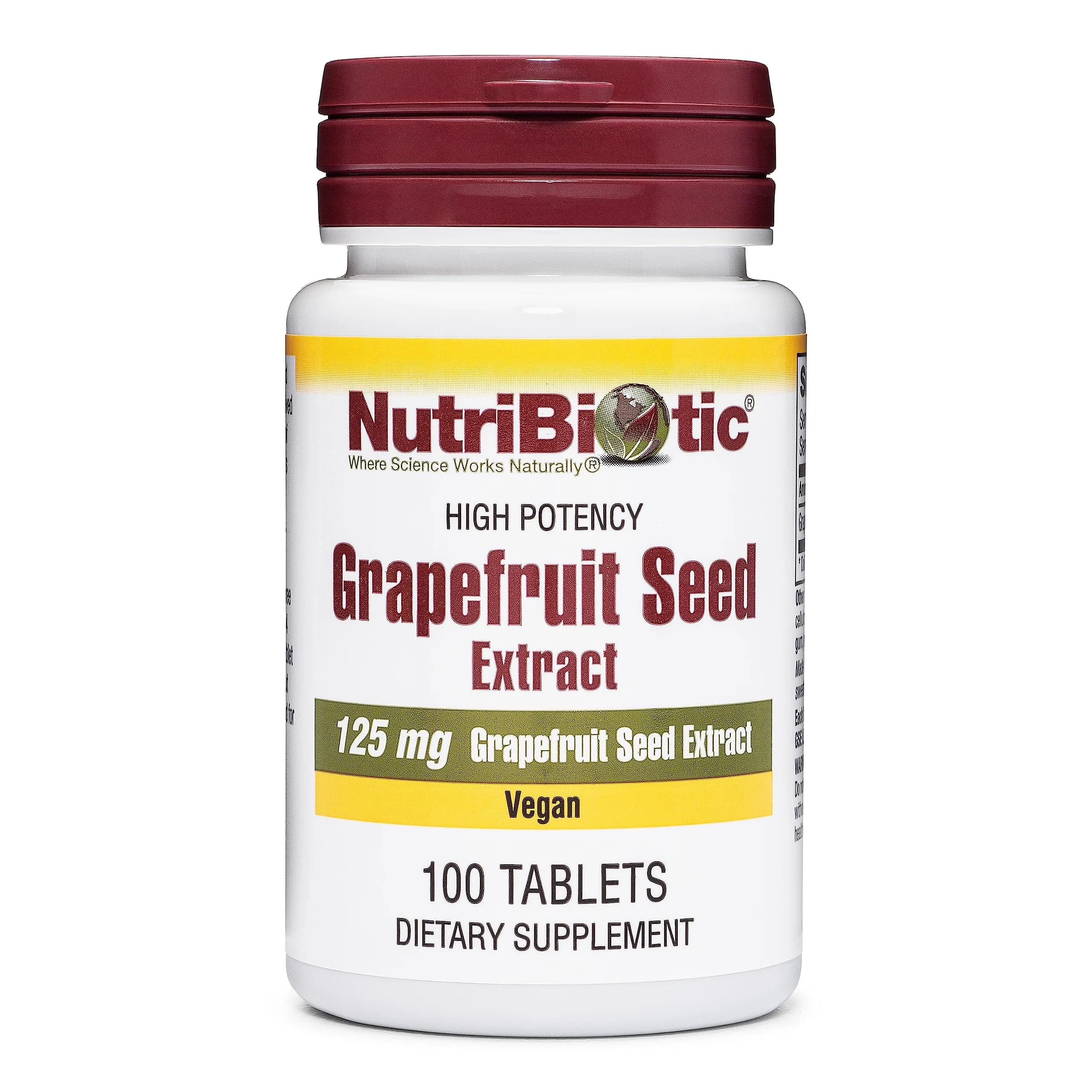 NutriBiotic Grapefruit Seed Extract Tablets 125mg | Vegan, Gluten Free, Non-GMO | 100 Count | Premium Grade GSE with Bioflavonoids