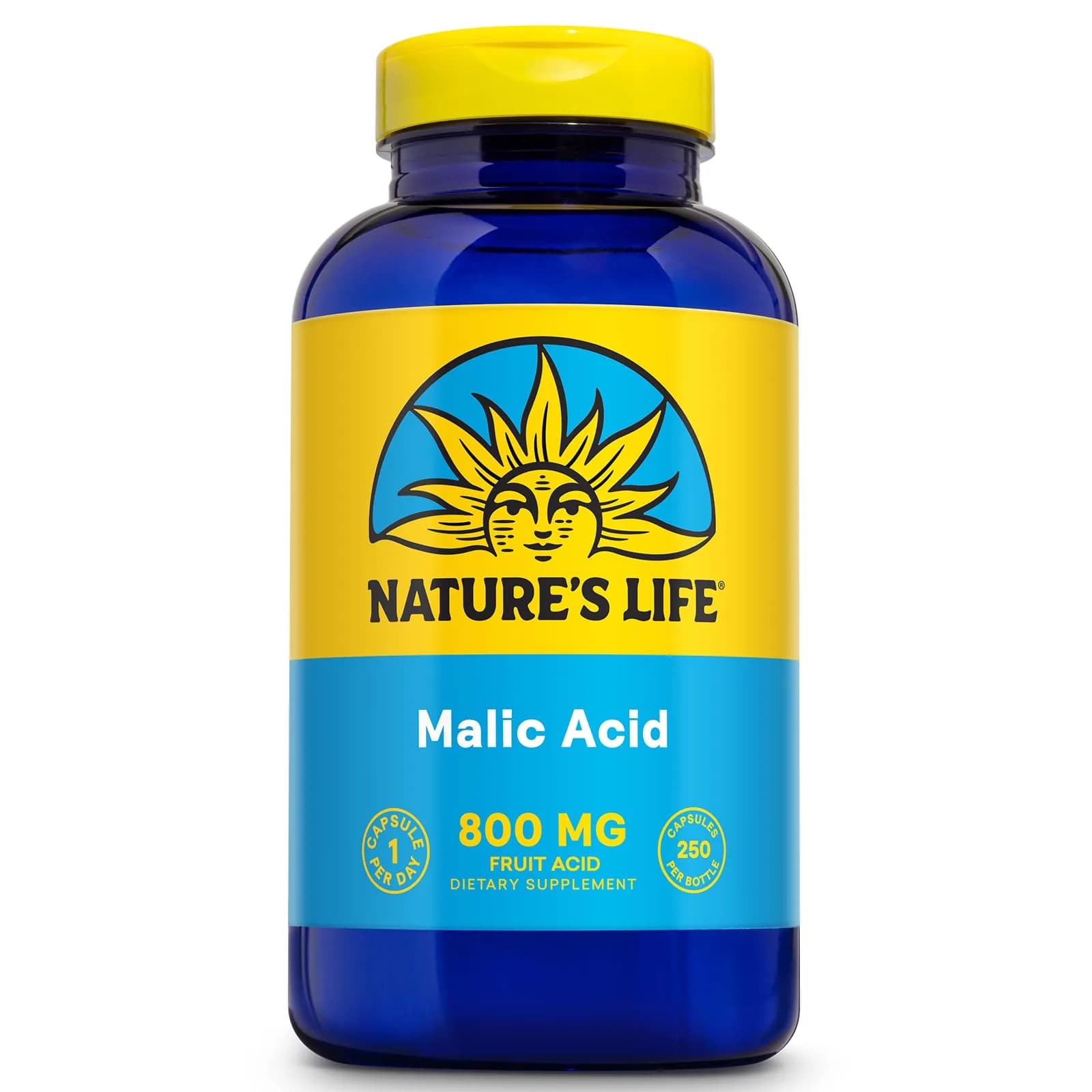 Nature's Life Malic Acid 800 mg | Chelating Agent for Energy & Muscle Comfort | 250 Vegetarian Capsules - main product image