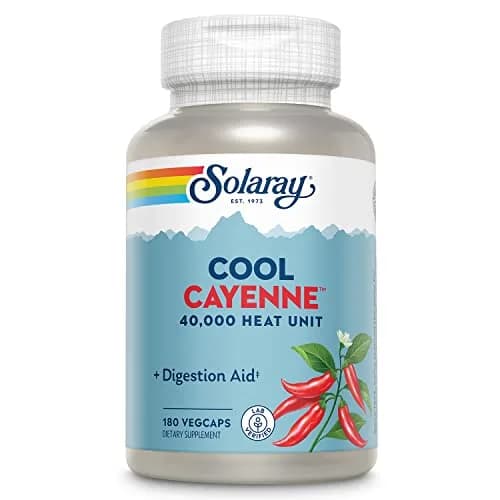 SOLARAY Cool Cayenne Pepper 40,000 HU | Digestion & Circulation Support, Lab Verified, 180 VegCaps thumbnail 1