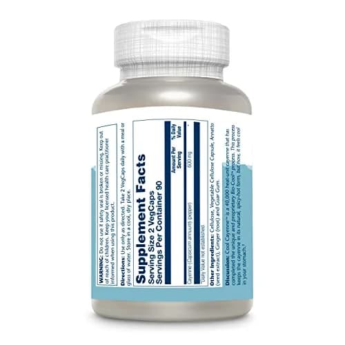 SOLARAY Cool Cayenne Pepper 40,000 HU | Digestion & Circulation Support, Lab Verified, 180 VegCaps thumbnail 7