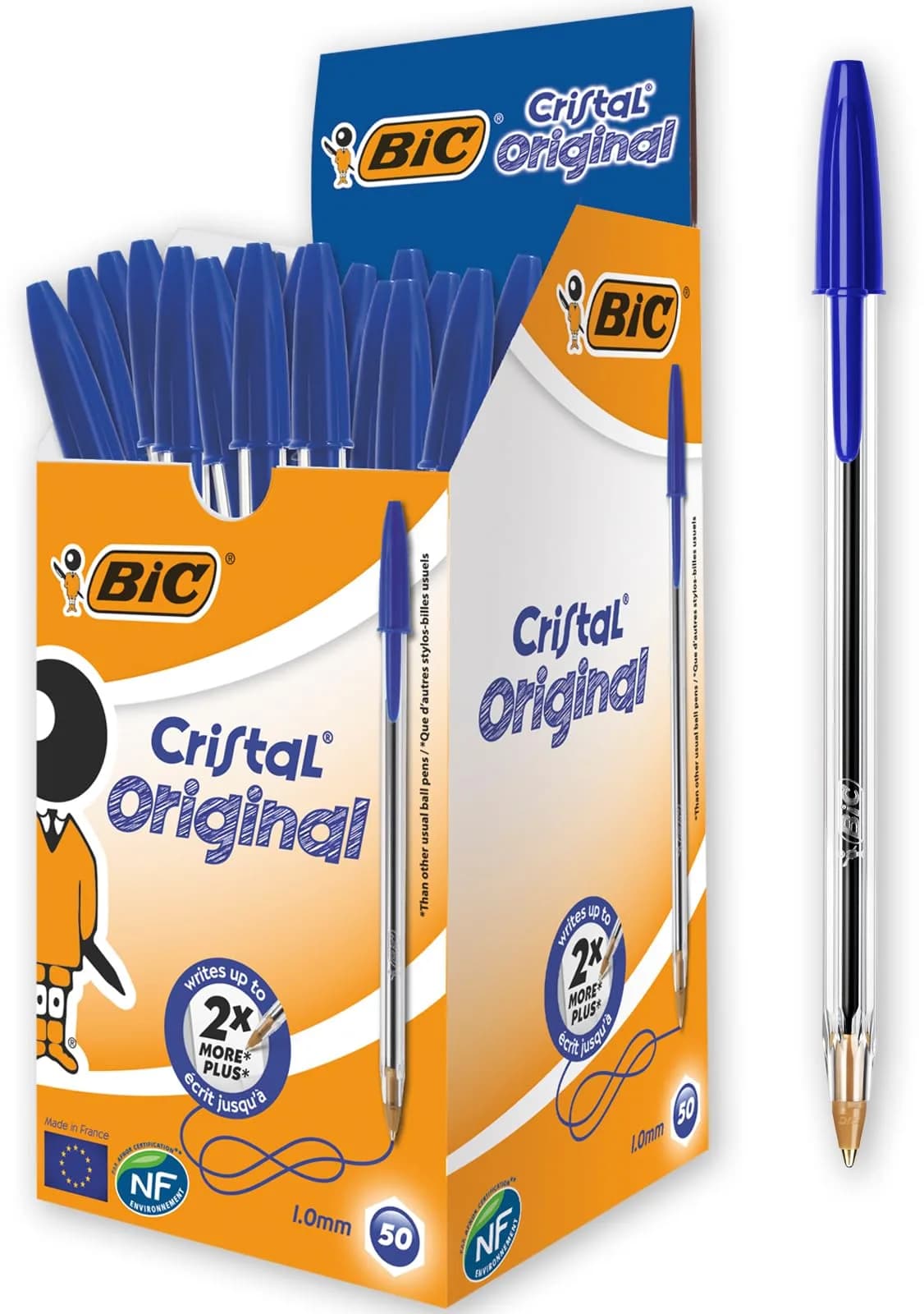 BIC Cristal Original Ballpoint Pens Medium Point 1.0 mm | Smooth, Smudge-Free Writing in Red (4 Pack) — Blue