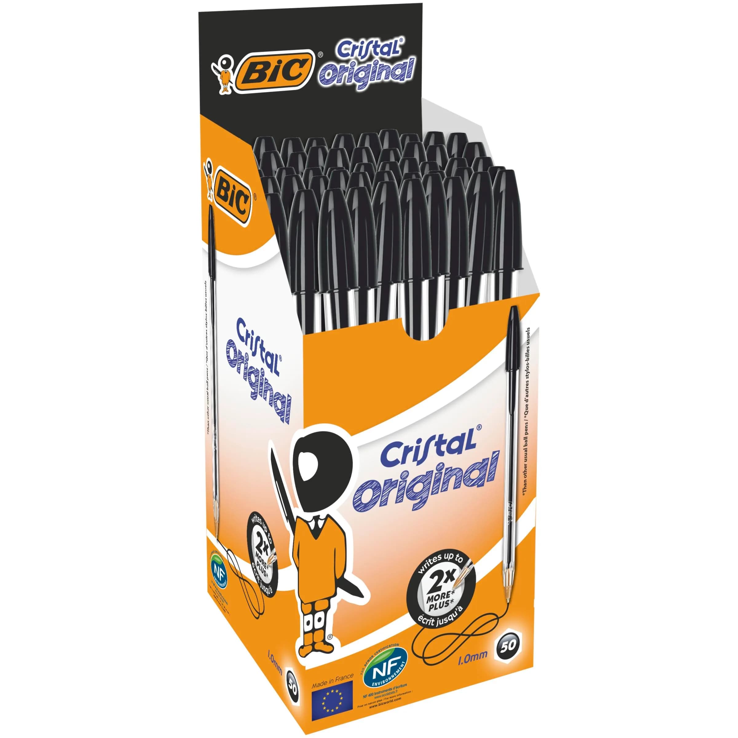 BIC Cristal Original Ballpoint Pens Medium Point 1.0 mm | Smooth, Smudge-Free Writing in Red (4 Pack) — Black