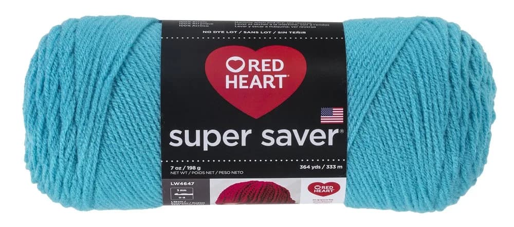 Red Heart Super Saver Yarn, Grey Heather, 141g (5 oz) | USA Import for Crochet & Knitting — Turqua / Single / Solid