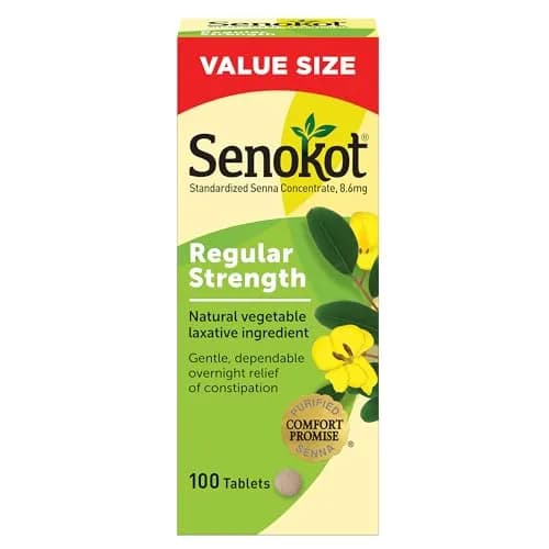 Senokot Regular Strength Laxative Tablets 100 Count | Gentle Overnight Relief from Occasional Constipation thumbnail 1