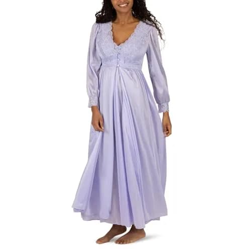 Shadowline Women’s Peri Frost Long Lace Bodice Robe | Elegant Sleepwear from Satintrique Nylon thumbnail 1