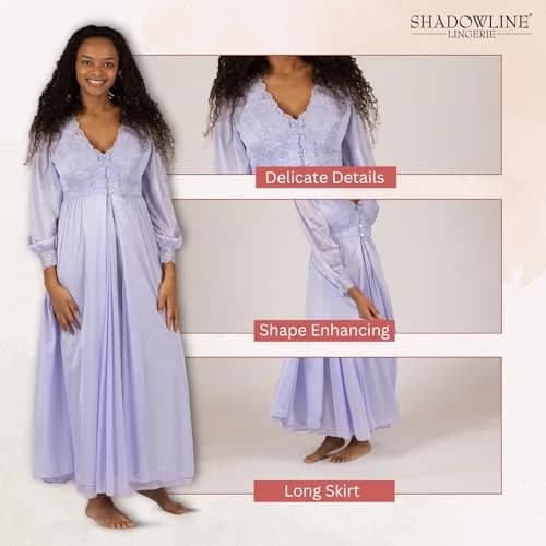 Shadowline Women’s Peri Frost Long Lace Bodice Robe | Elegant Sleepwear from Satintrique Nylon thumbnail 6
