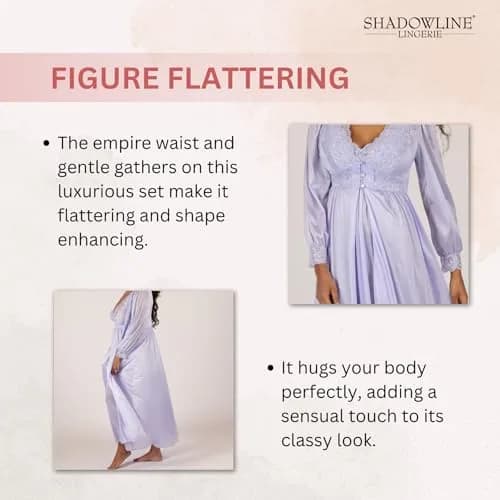 Shadowline Women’s Peri Frost Long Lace Bodice Robe | Elegant Sleepwear from Satintrique Nylon thumbnail 7