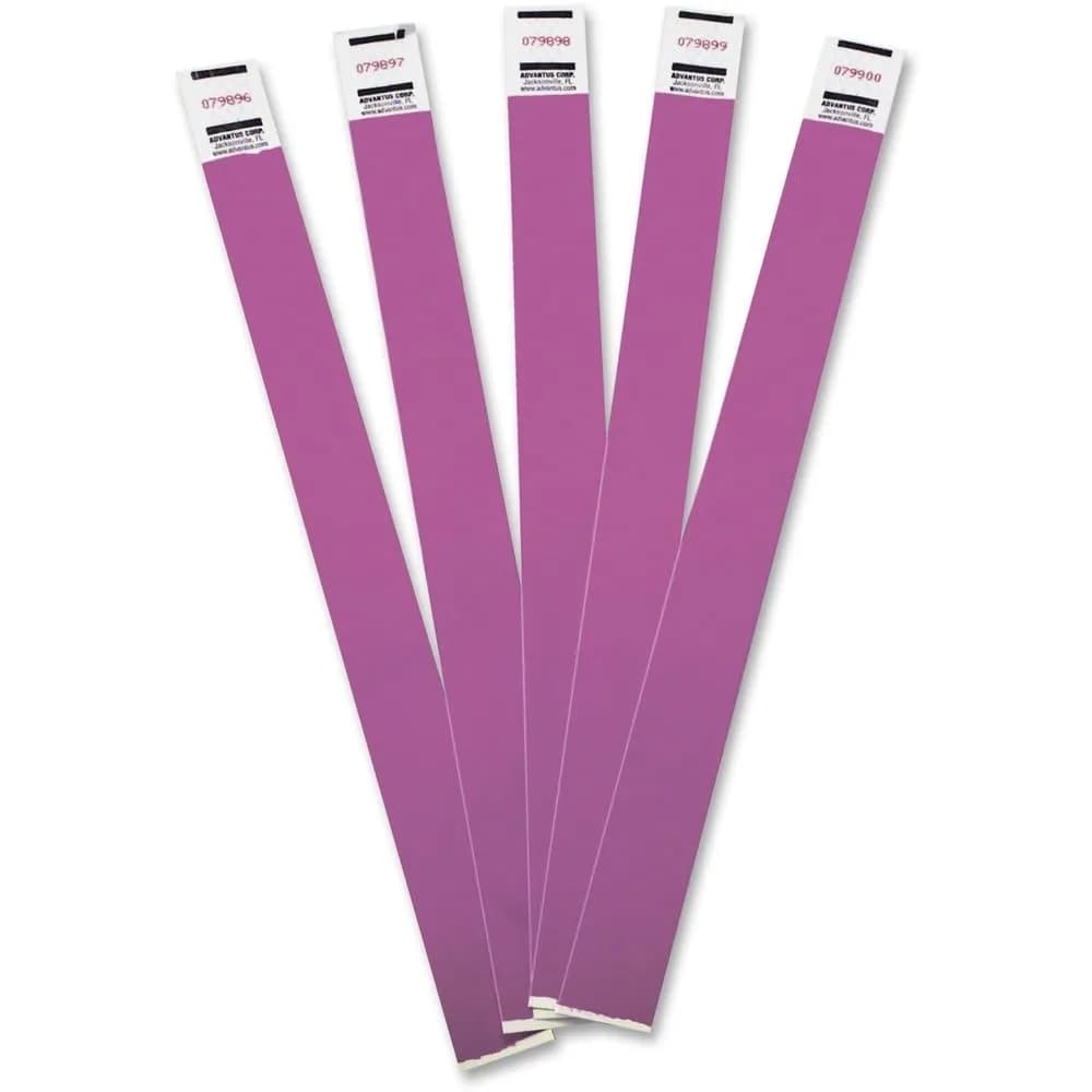Advantus Tyvek Numbered Wristbands Yellow 100-Pack | Crowd Management Solution — Purple