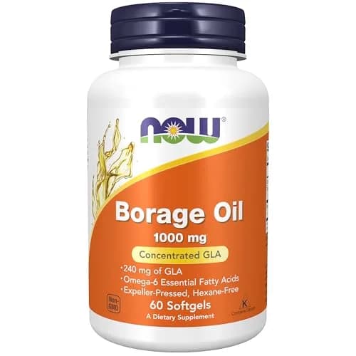 NOW Foods Borage Oil 1000 mg with 240mg GLA 60 Softgels | Essential Fatty Acids for Nerve Support thumbnail 1
