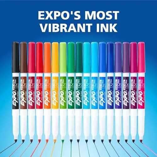 EXPO Dry Erase Markers, Fine Tip, Assorted Colors, 12 Count | Vibrant Ink for Classrooms & Offices thumbnail 9