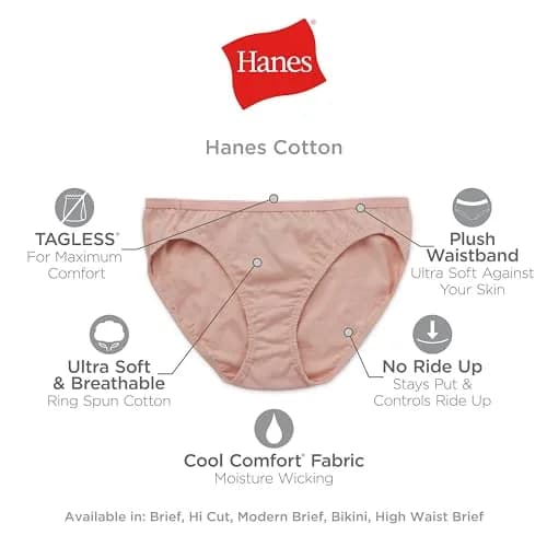 Hanes Women's Plus Size Cotton Brief Underwear 6-Pack (Size 6) | Moisture-Wicking & Full Coverage thumbnail 5