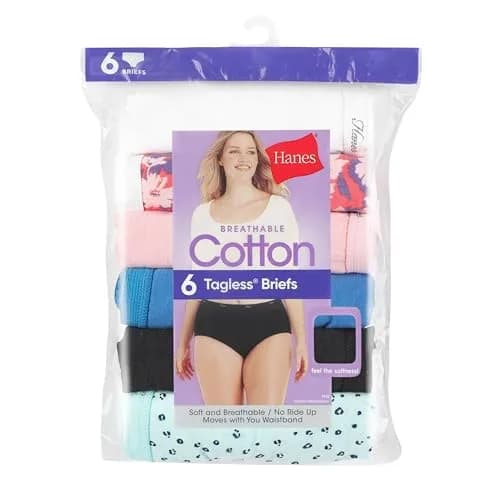 Hanes Women's Plus Size Cotton Brief Underwear 6-Pack (Size 6) | Moisture-Wicking & Full Coverage thumbnail 6
