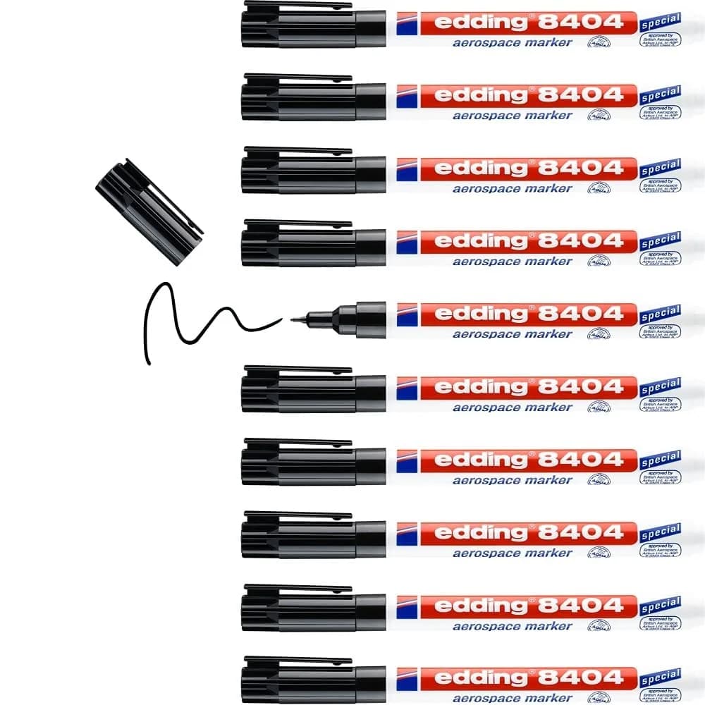 edding 8404 Aerospace Marker Black 0.75mm Round Nib | Low-Corrosion Permanent Marker Set of 10 - main product image