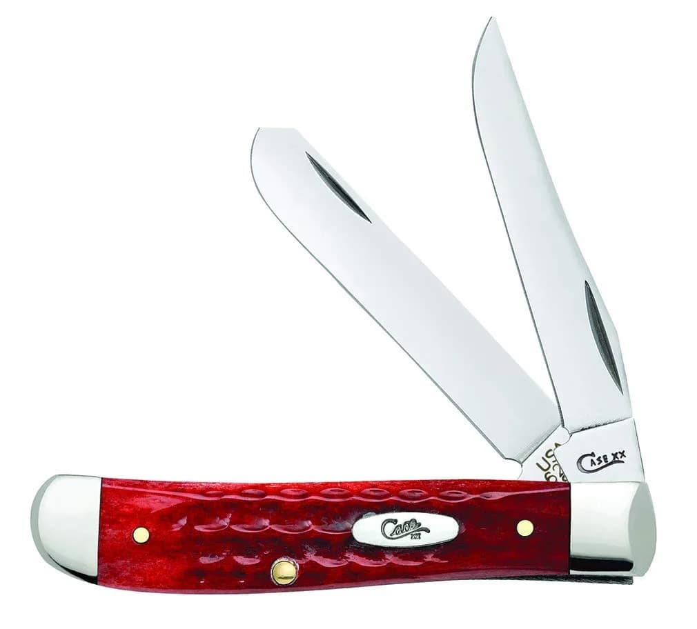 Case Mini Trapper Pocket Knife 3.5 Inches | Classic Old Red Bone Handle, Stainless Steel Blades
