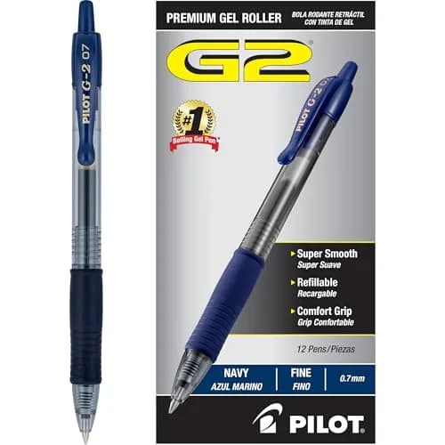 PILOT G2 Premium Gel Roller Pens, Fine Point 0.7 mm, Navy Ink, 12 Count (Pack of 1) thumbnail 1