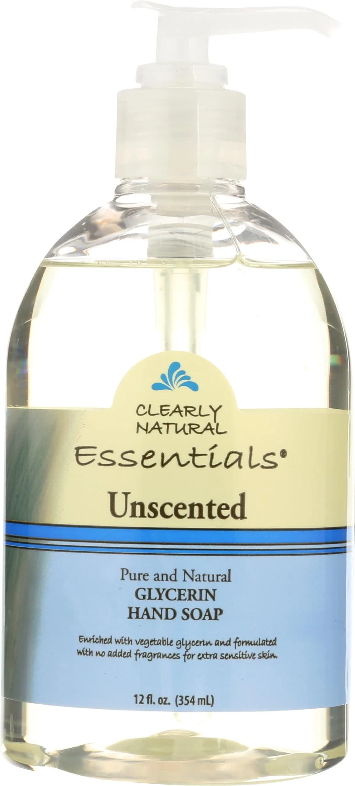 Clearly Natural Unscented Glycerin Liquid Hand Soap 355ml (12 Fl Oz) | Pure & Natural for Sensitive Skin — Unscented