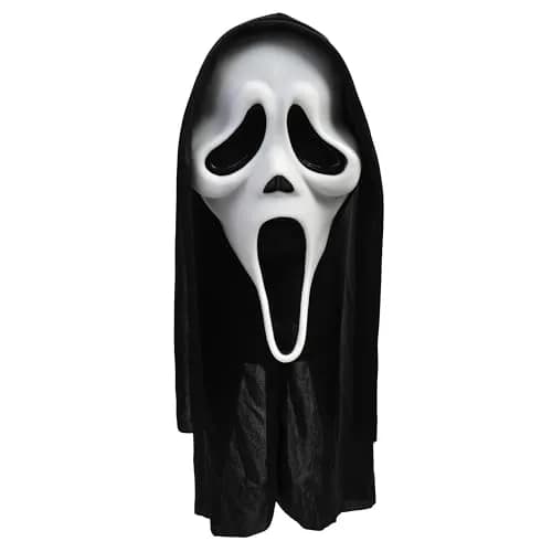 Fun World Ghost Face Mask with Black Shroud, Adult One Size | Officially Licensed Scream Movie Replica thumbnail 1