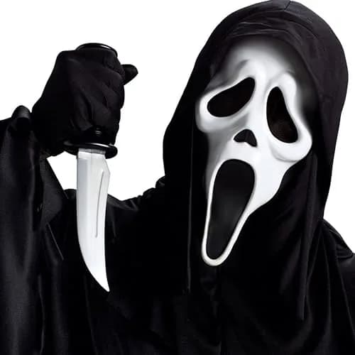 Fun World Ghost Face Mask with Black Shroud, Adult One Size | Officially Licensed Scream Movie Replica thumbnail 3