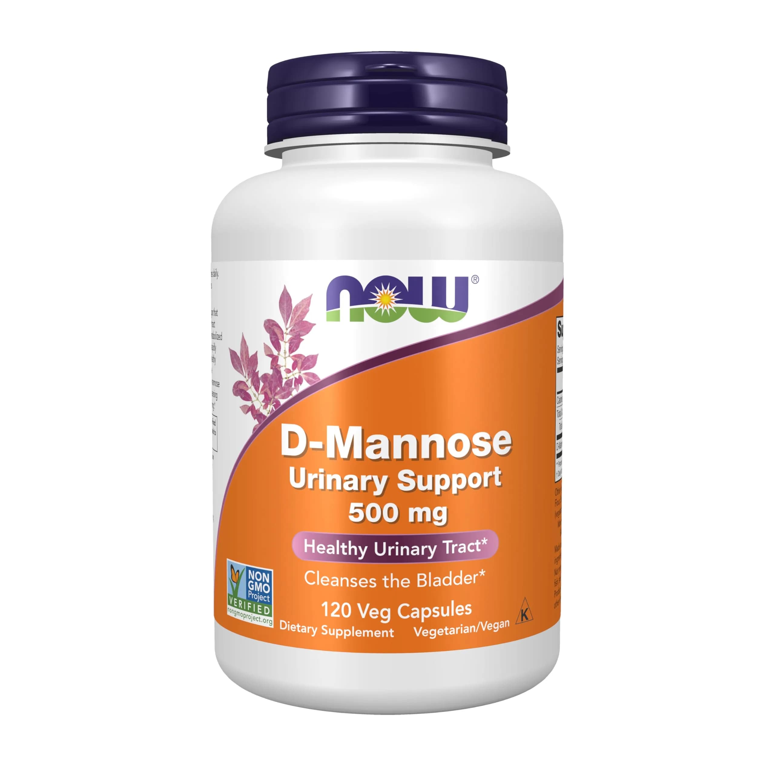 NOW Foods D-Mannose 500 mg 120 Veg Capsules | Healthy Urinary Tract Support with Non-GMO Verified Formula