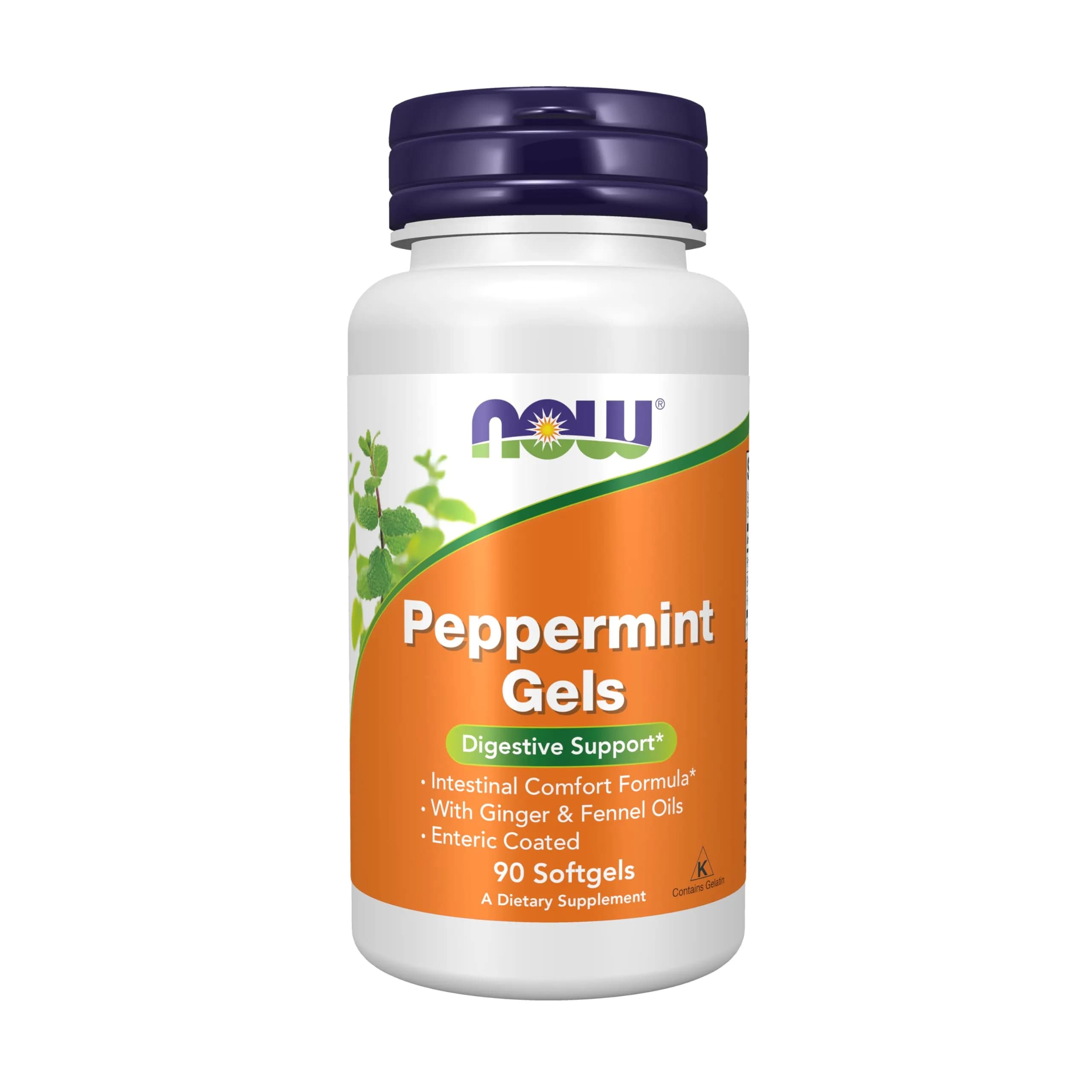 NOW Peppermint Gels with Ginger & Fennel Oils | 90 Softgels for Digestive Comfort in India - main product image